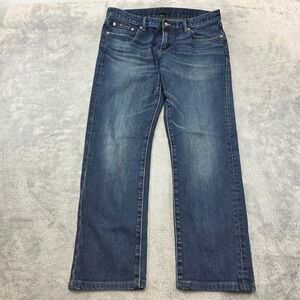 Uniqlo Men 33 Blue Jeans Slim Straight Leg Low Rise Kaihara Denim